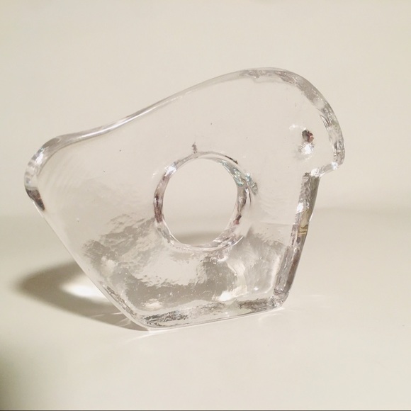 Vintage Pukeberg Sweden Clear Glass Bird Napkin Holders - Picture 5 of 6